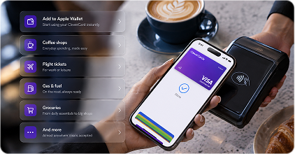 Paying by phone at a card terminal with an Apple Wallet card