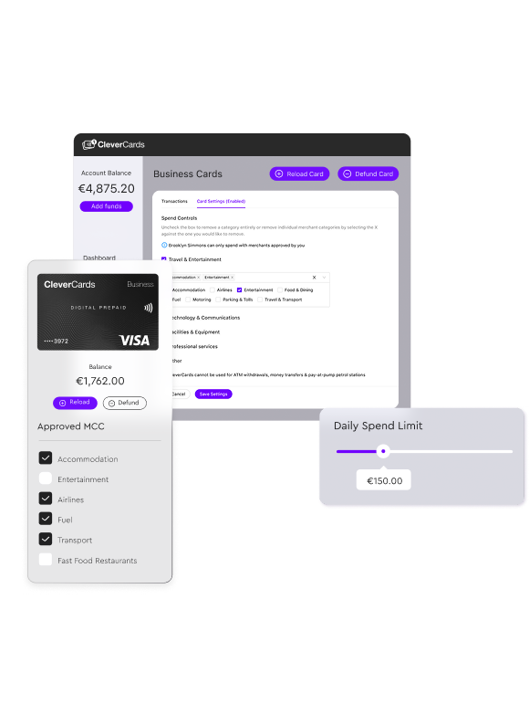 Digital card configuration interface